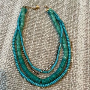 Anthropologie turquoise and mixed media statement necklace